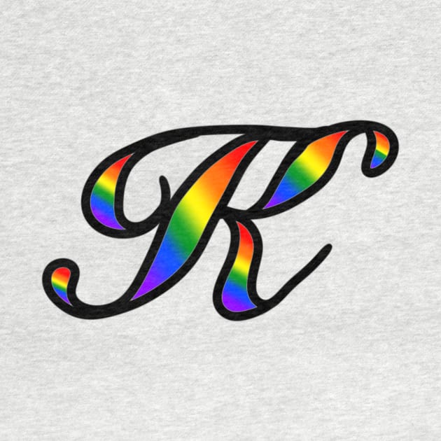 Rainbow Cursive Letter K by JennaBunnies